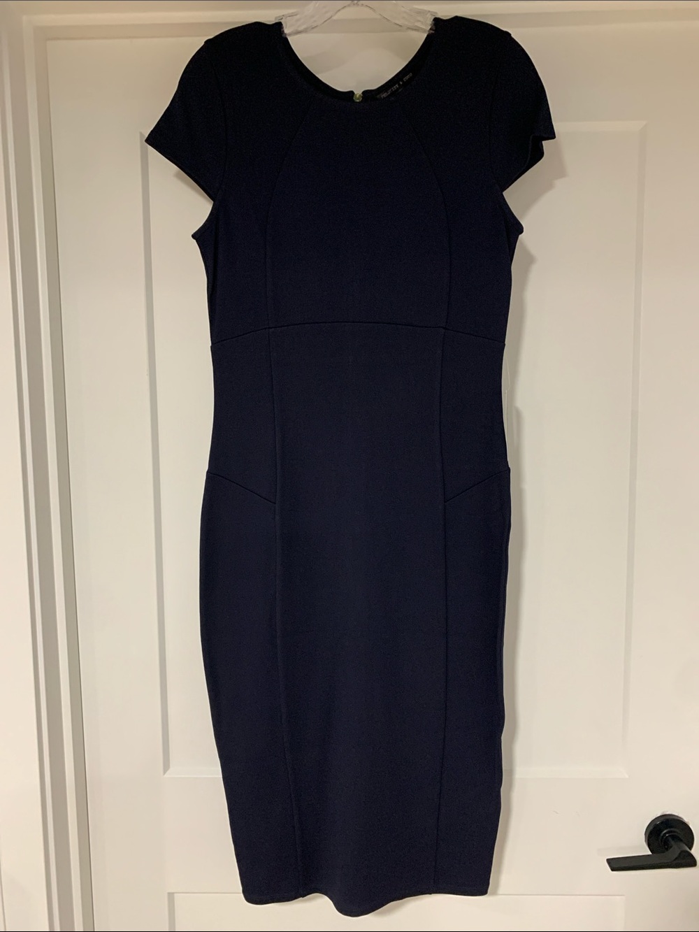 Felicity & Coco Navy Cap-Sleeve Midi Sheath Dress